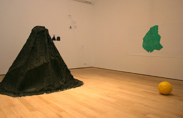 Installation view with completed The Volcano Will Blow