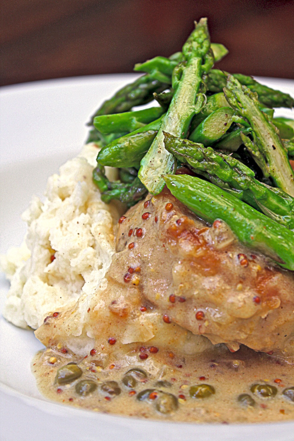 Pork Loin Medallions In Balsamic Honey Glaze Over Potato Pancakes