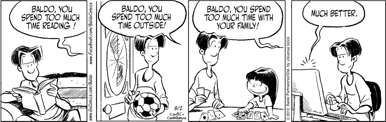 The Comics Section: Baldo: Baldo, you spend too much time reading!