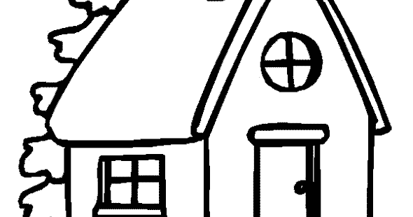 Juguete de Papel: Dibujos para Colorear - Casa chimenea con humo Luna