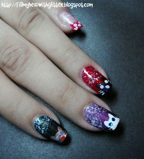 Fill My Head With Glitter: NAIL ART: Meowy Christmas