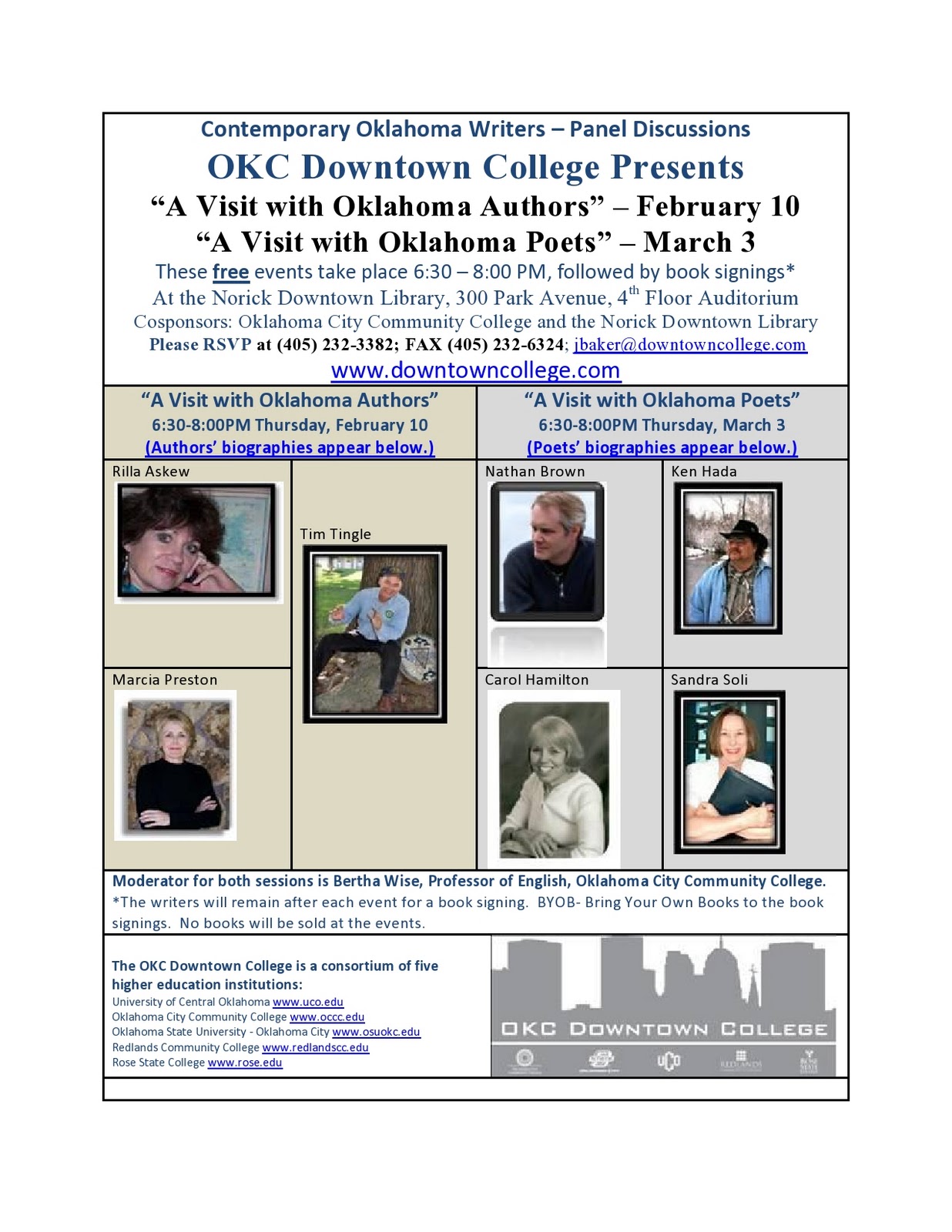 ecu english talk A Visit with Oklahoma Authors and Poets February 10