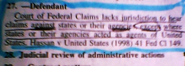 28 USCS Section 1491 "except where states ...acted as agents of United States"