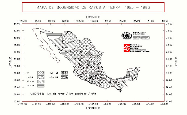 mapa isodensidad rayos a tierra