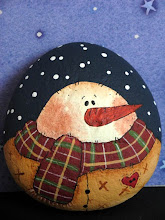 Snowman, painted stone