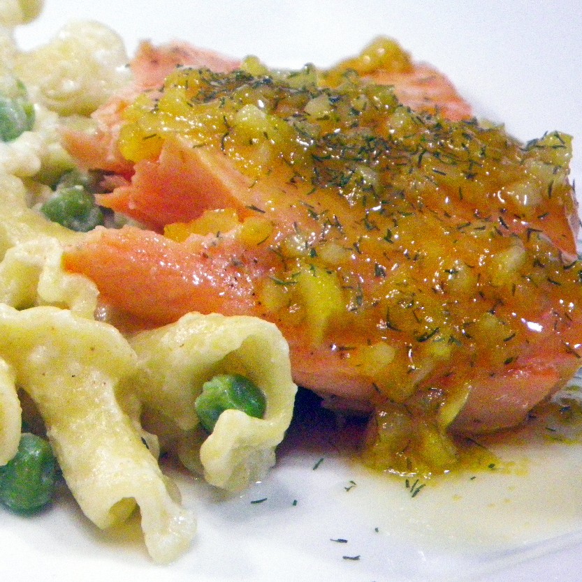 Year on the Grill Salmon with a ButterPassion Fruit Vodka Garlic Dill Sauce