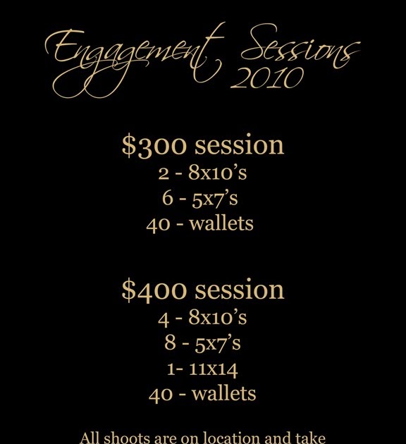 Daniel McQuade Photography blog 2010 Engagement Session price lists