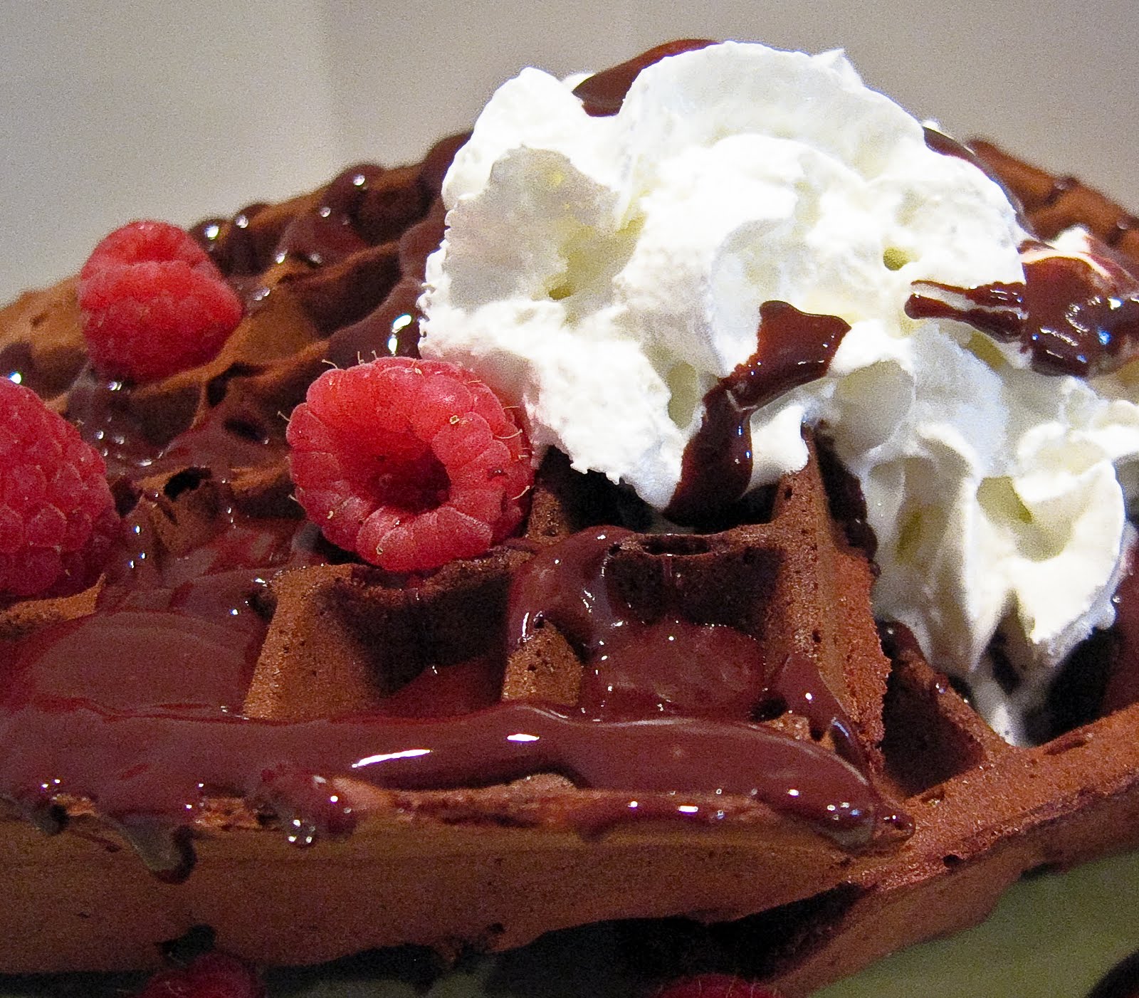 Chocolate Waffles Drizzled with Chocolate Sauce The Spiced Life