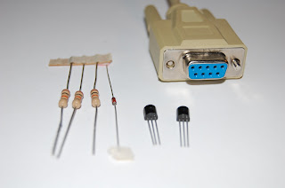 resistors , transistors , diode and DB9 connector components of Two Transistor aldl Circuit for connecting to gm obd1