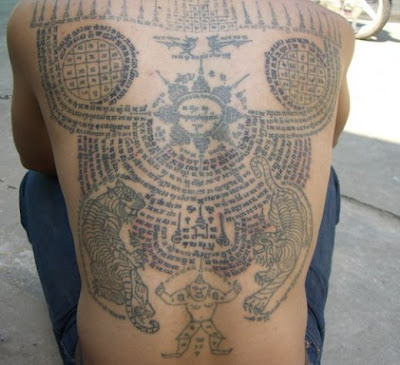 Sacred tattoos, or sak yant, like amulets which have been blessed,
