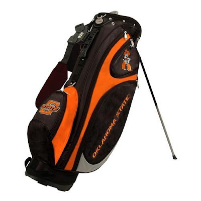 Oklahoma (OK) State University Cowboys golf bag colored in black and orange.