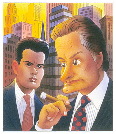 CHARLIE SHEEN AND MICHAEL DOUGLAS IN WALL STREET I