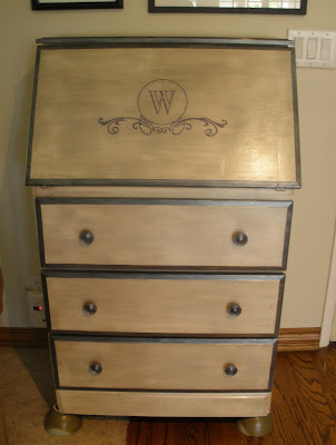 secretary desk with monogram