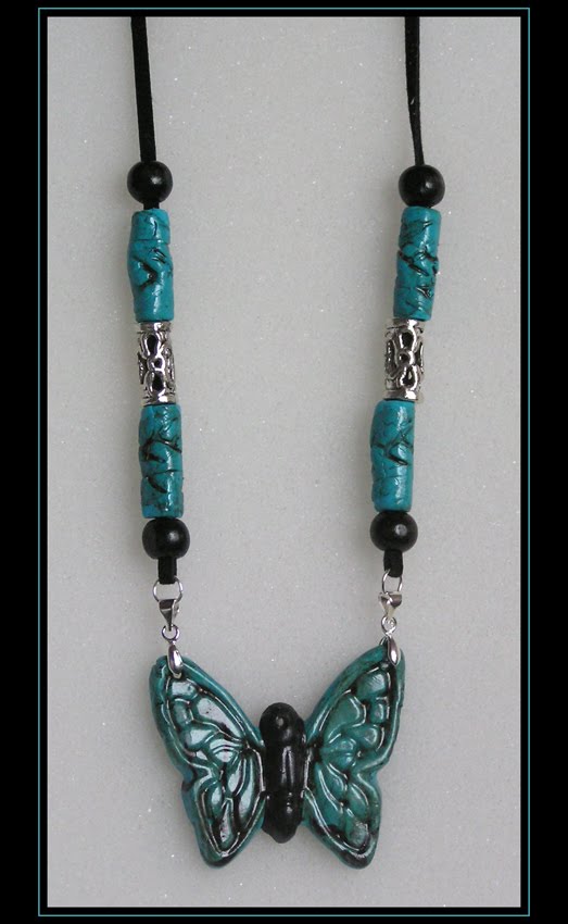 Faux Turquoise Butterfly Necklace (art.2.8)