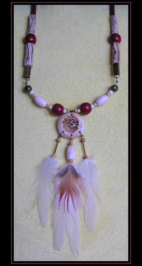 Faux Bone Burgundy Rooster Necklace