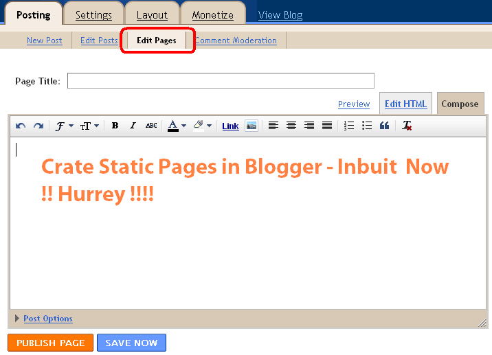 Blogger Static Page