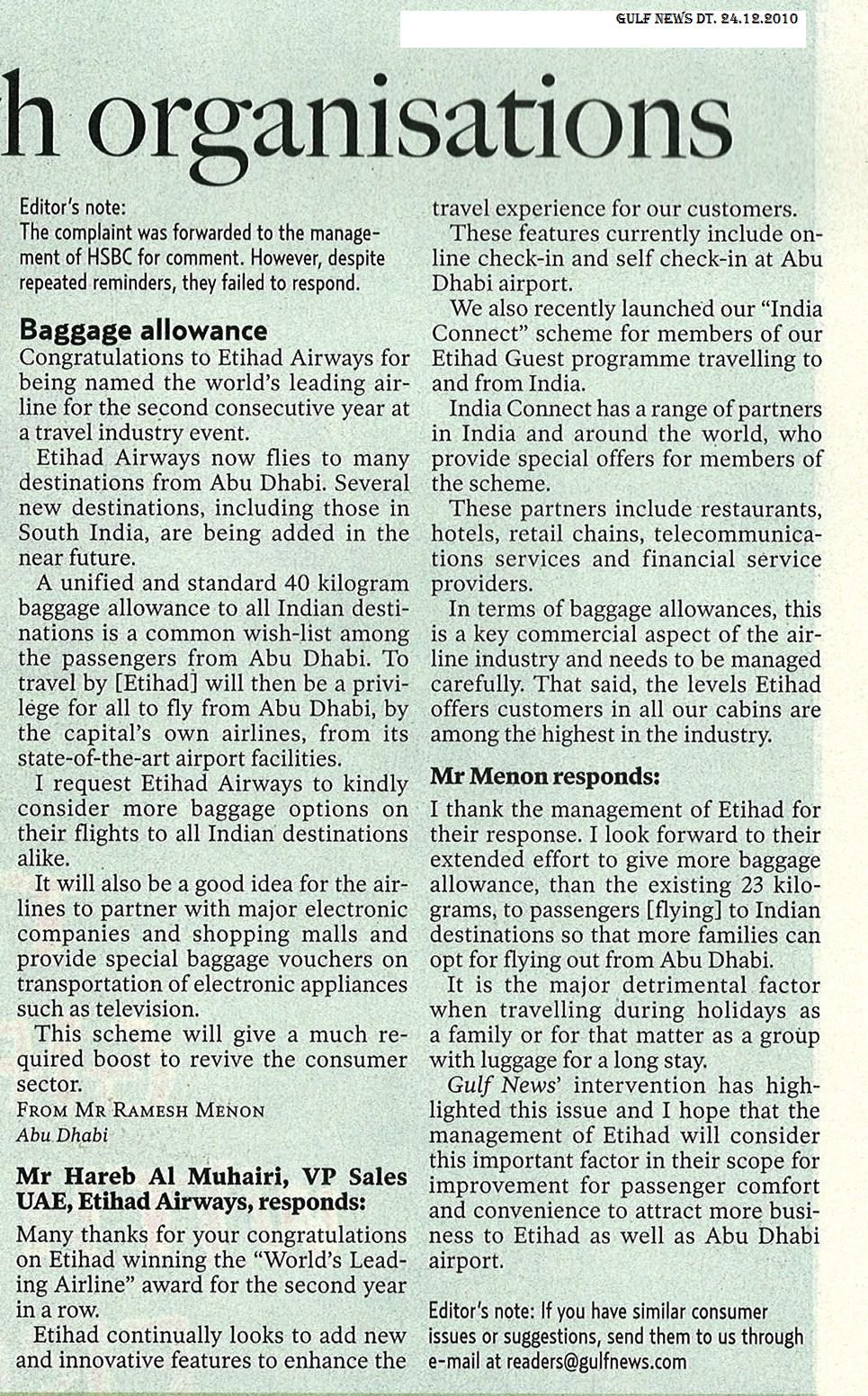 Ramesh Menon's Clicks and Writes My Letters GULF NEWS Dt. 24.12.2010