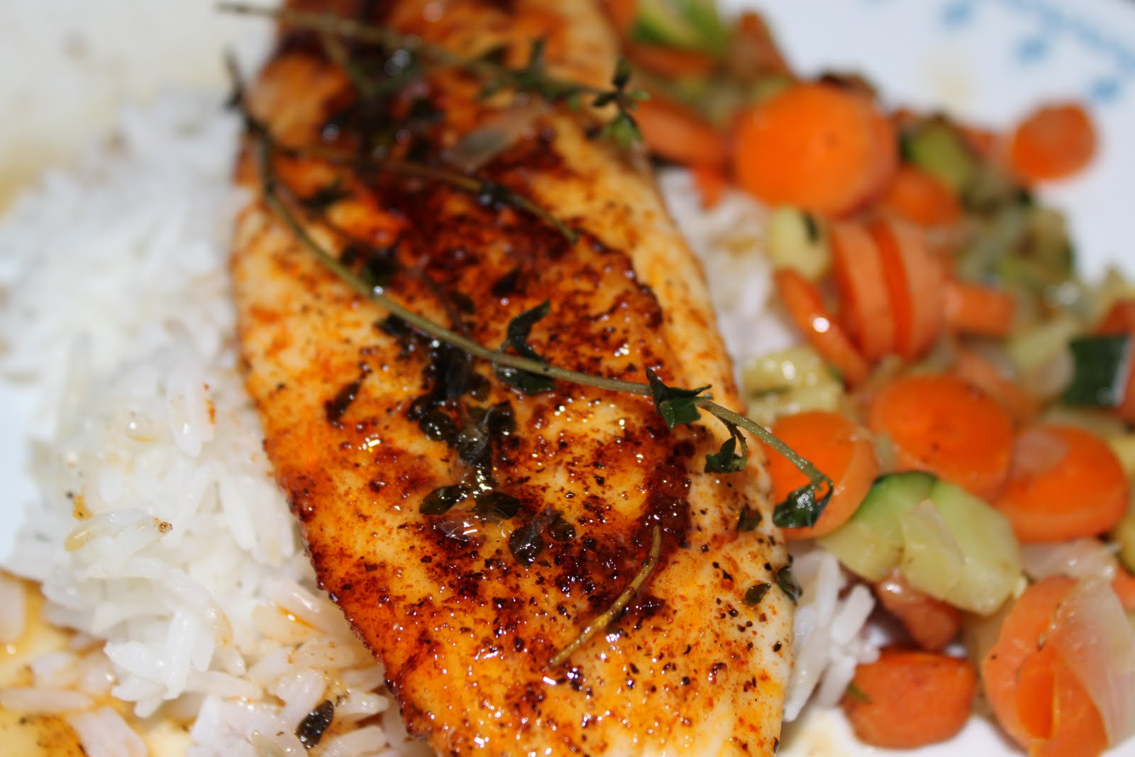 Humble Foodie Lime Honey Glazed Tilapia with Garden Zucchini and Carrots