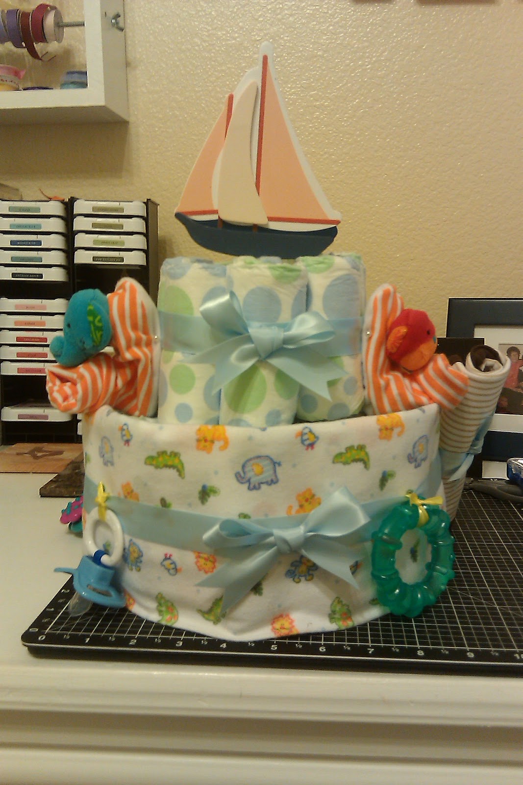Escamilla Designs Diaper Cake Centerpieces and Baby Shower Invites