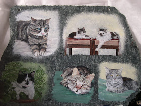 Gatti Dipinti Famiglia di Gatti da Appendere Sasso Dipinto a Mano