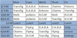 Hogwarts first year timetable