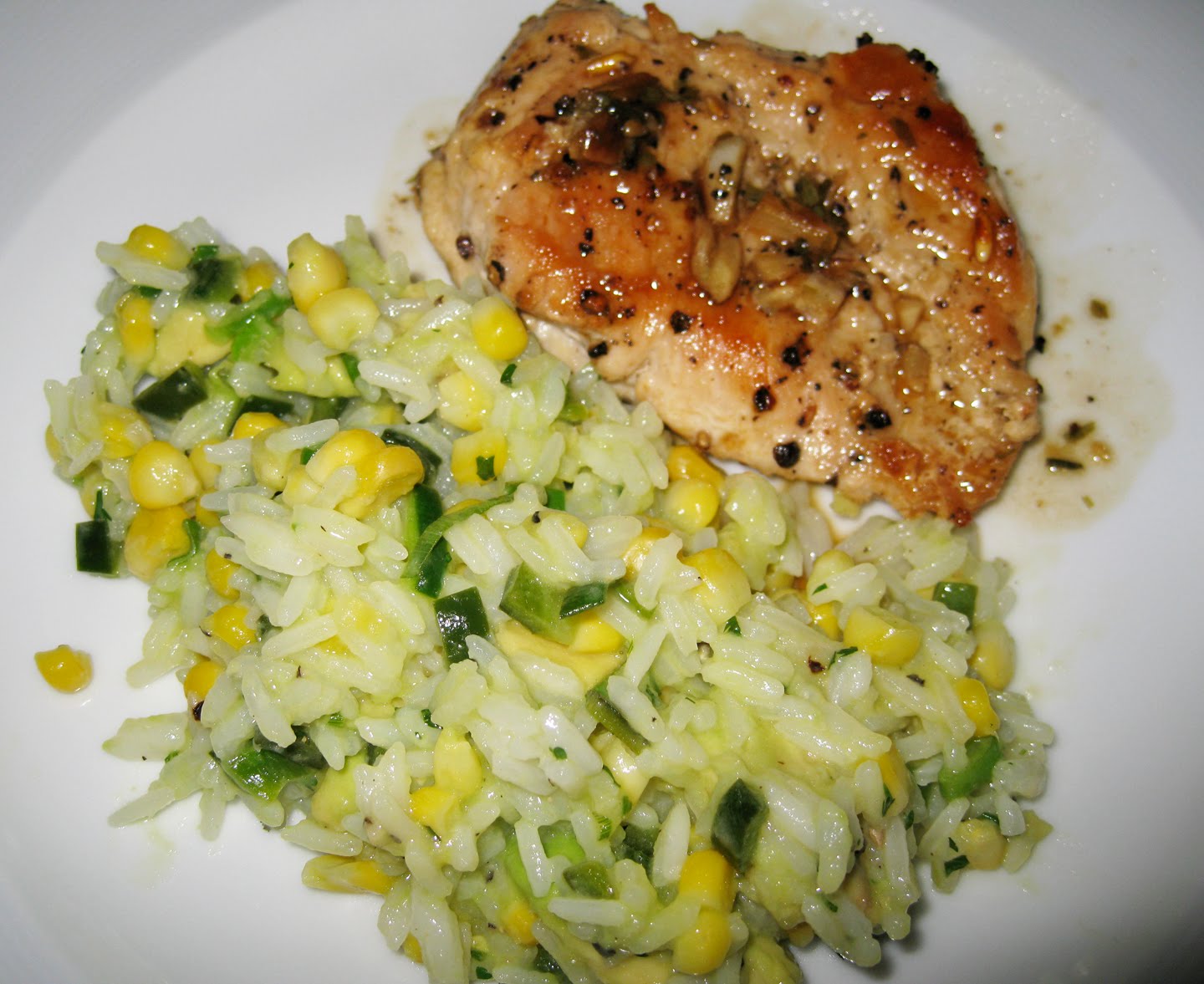 Straight No chaser Chicken with Tarragon and QuickRoasted Garlic served with Southwestern Rice