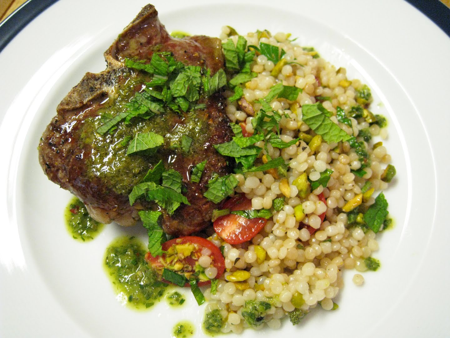 Straight No chaser Lamb Loin Chops with Salsa Verde and Mediterranean