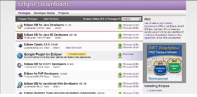 Download Eclipse from the