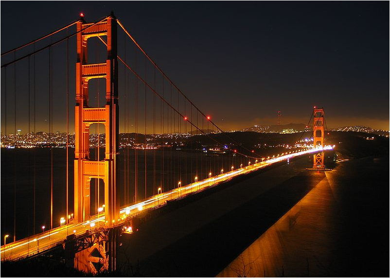 san francisco golden gate bridge at night. Fog at the Golden Gate Bridge,