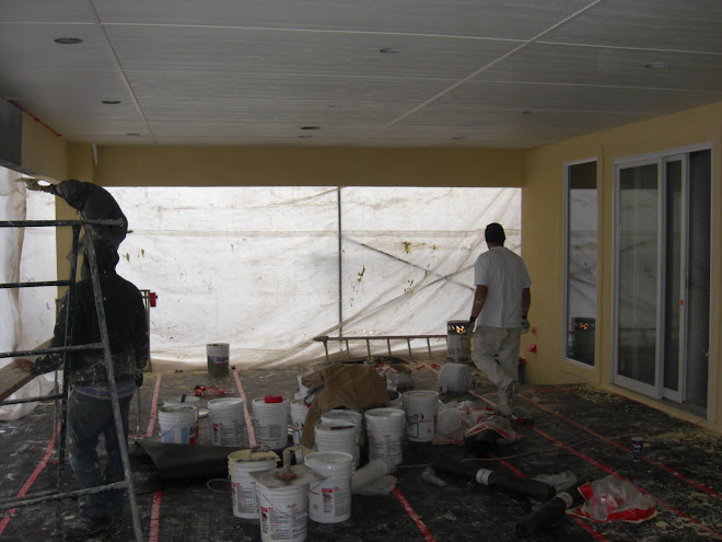 Stucco Crew working on back patio