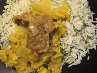 Shevid Polow Ba Goosh or Meat and Onion Stew with Dill Rice by ng @ Whats for Dinner?