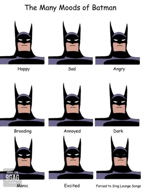 Photo: バットマンとのつき合いに役立つマスク越しの表情の読解リスト。