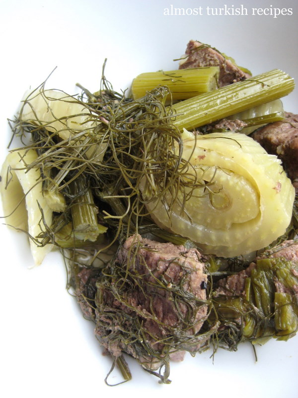 Almost Turkish Recipes Fennel with Meat (Etli Rezene)