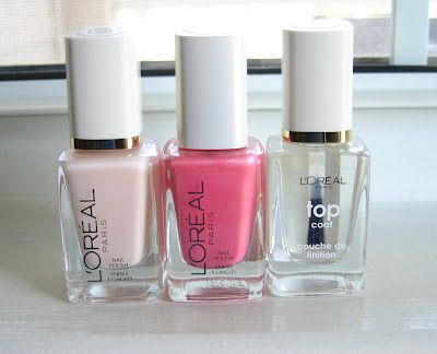 L'Oreal is my favorite nail polish brand; I usually do two coats and finish