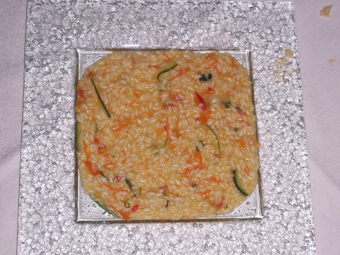 risotto con spaghetti di verdure