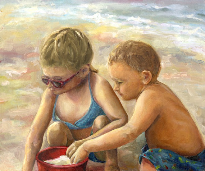 "THE RED SAND BUCKET"  Oil on canvas