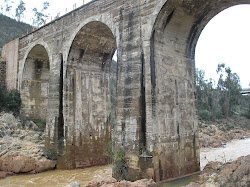 Vista desde el lecho del río Odiel.Puente antiguo