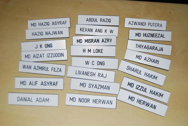 plastic name tag