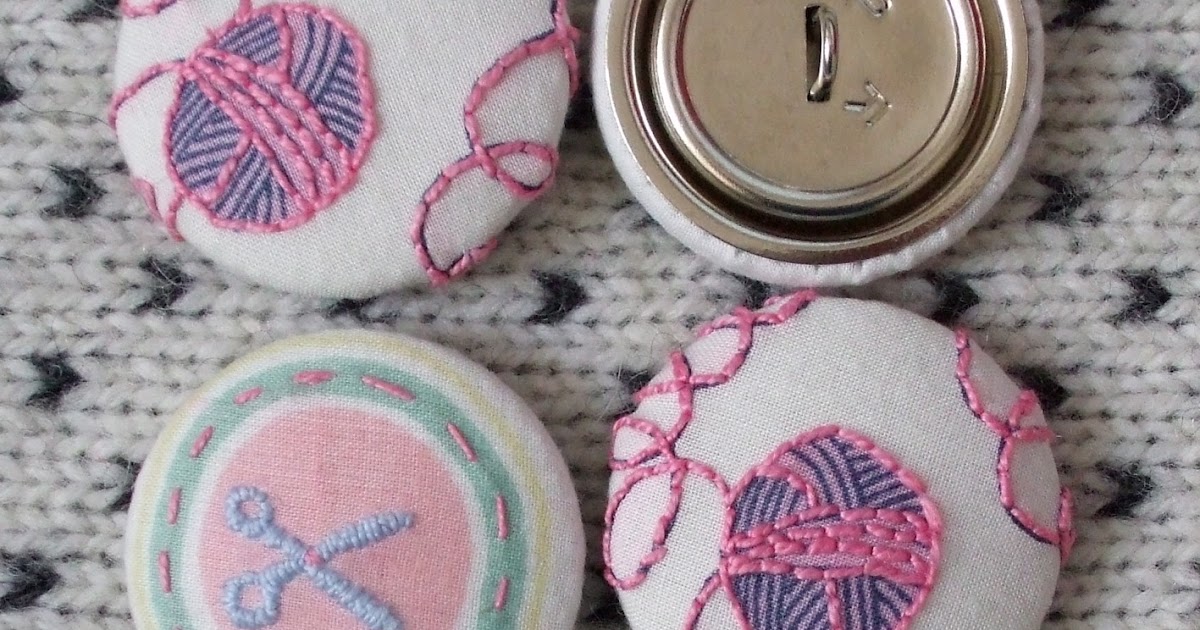 teasemade Embroidered Scissor & Yarn Buttons