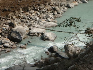 A bridge over the Valley North of Pokhara. I wouldn't try crossing it if I were you.