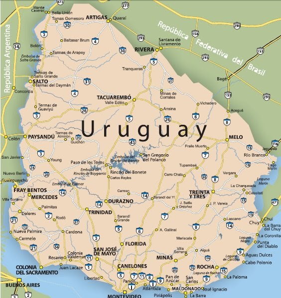 Mapa de Rutas del Uruguay : Viajando por Uruguay