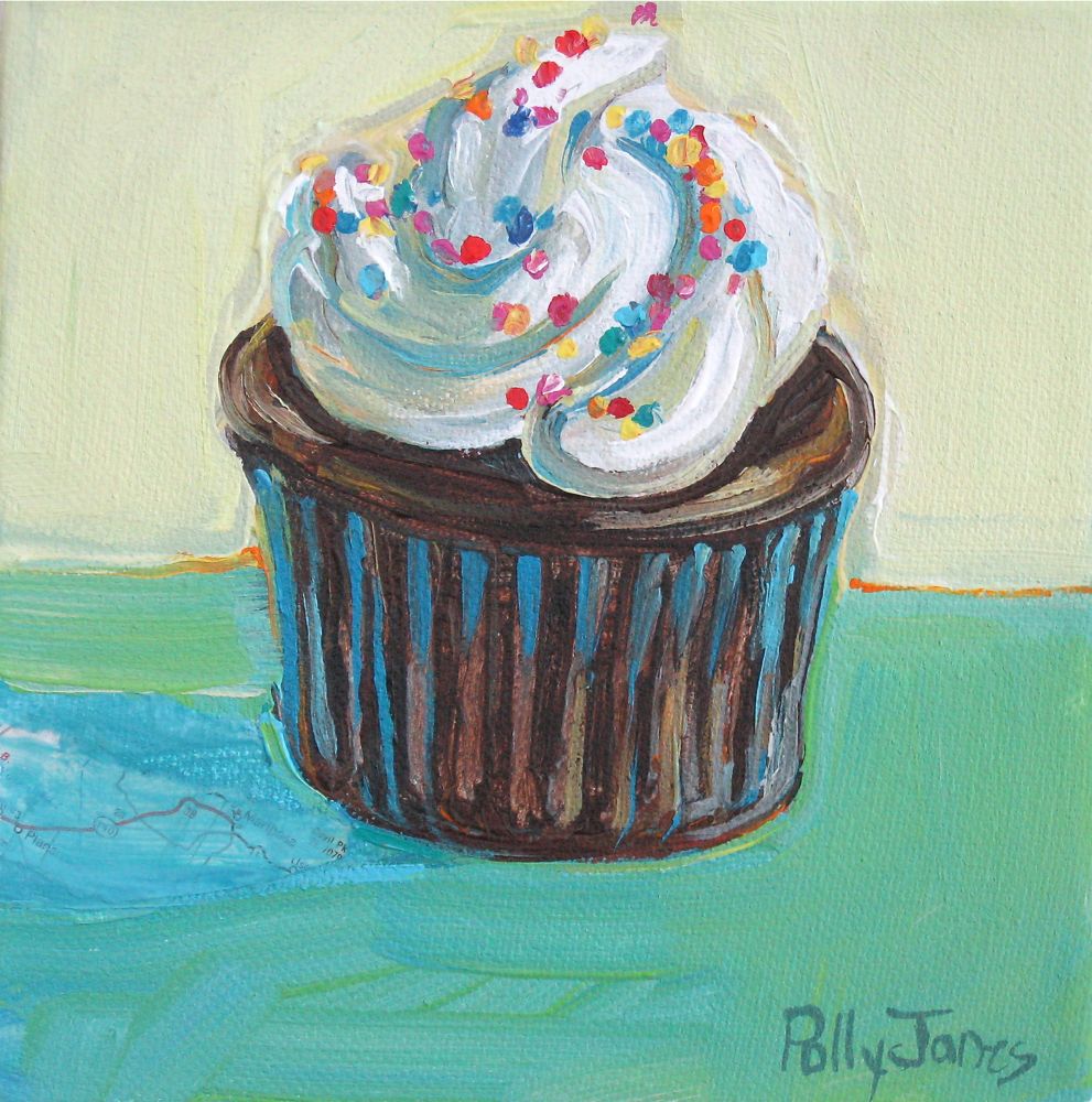 Small Wonders Daily Paintings by Polly Jones Birthday Cupcake painting