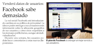 si la información publicamente se vende, ... se podrá también vender en privado? ... publicación El Mercurio Noviembre 01 de 2009