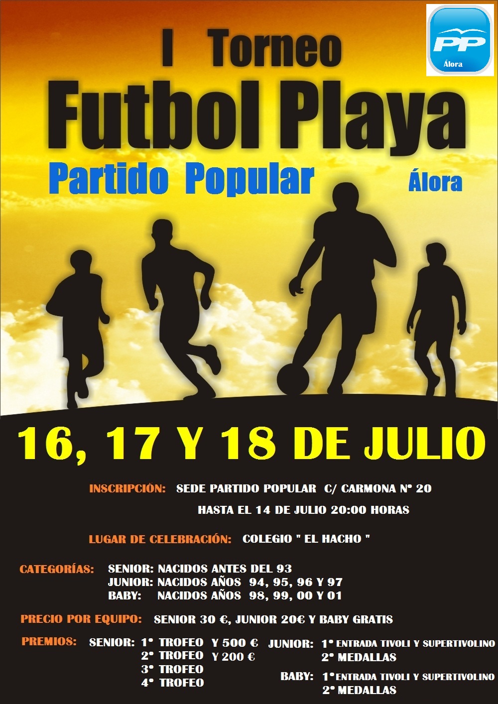 Partido Popular de Álora I Torneo Fútbol Playa PP de Álora 16, 17 y 18