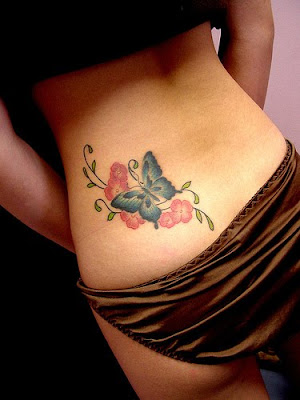 Beautiful Feminine Butterfly Lower Back Tattoos