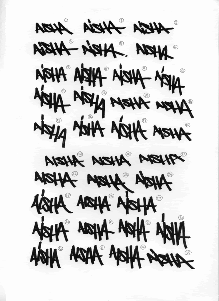 Graffiti Letters Aisha graffiti characters step by step. Graffiti Letters Aisha