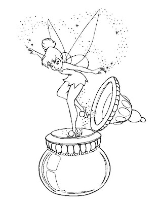 Tinkerbell Coloring Sheets on Tinkerbell Coloring Pages   Singing And Dancing With A Atatue Of