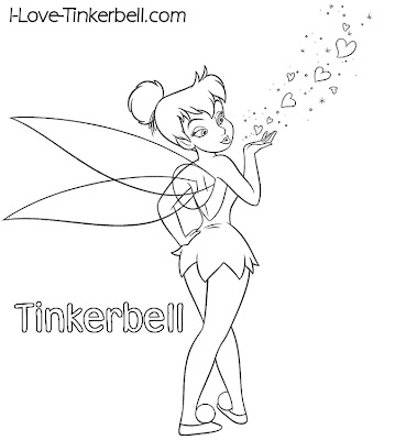 Tinkerbell Coloring Sheets on Coloring Pages   Valentine Kiss Tinkerbell    Disney Coloring Pages