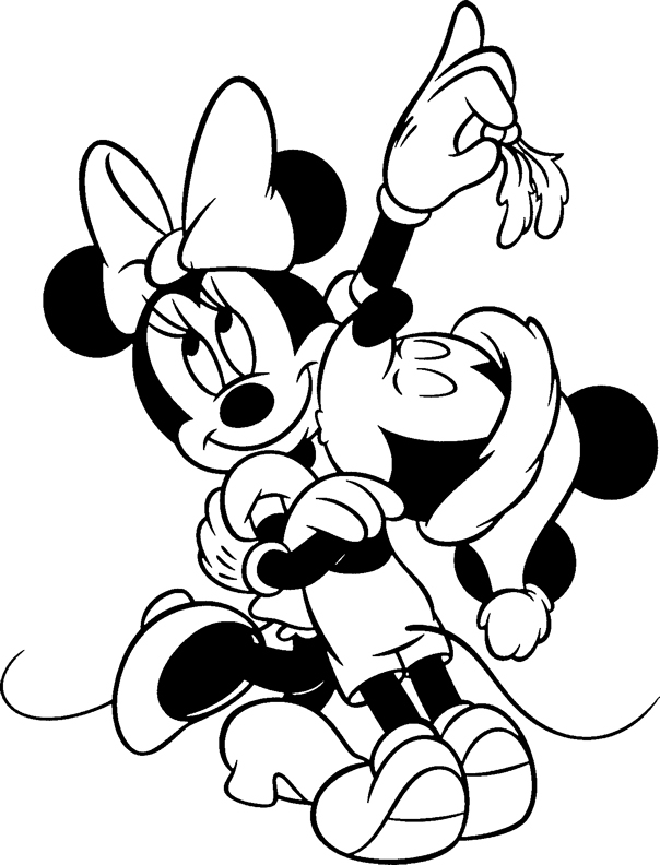 Christmas Disney Coloring Pages with Mickey and Mini Mouse 