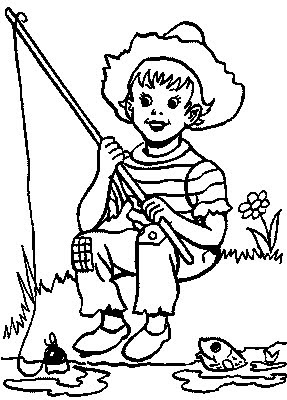 Fishing Pole Coloring Pages Sketch Coloring Page